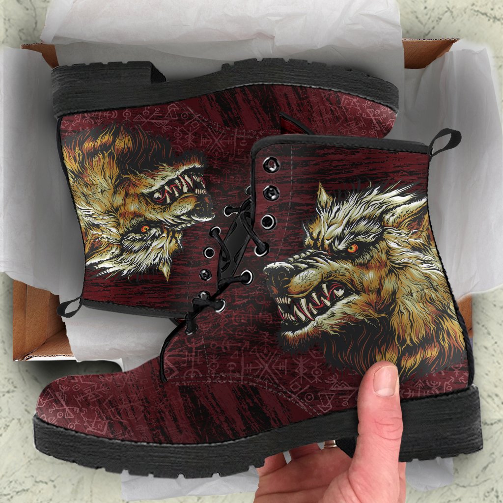 Viking Leather Boots Fenrir On The Blood Moon Background RLT12