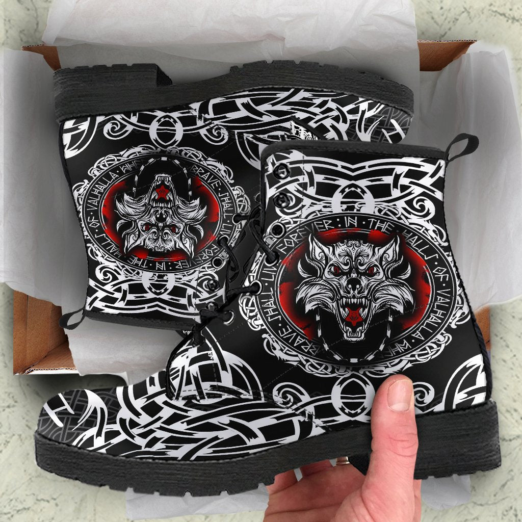 Viking Leather Boots, Fenrir Wolf RLT12