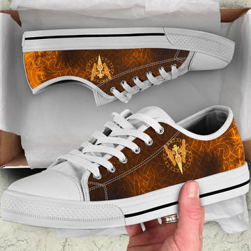 Viking Low Top Shoes Gold Spear Of The God Odin Gungnir and Two Gold Ravens RLT12