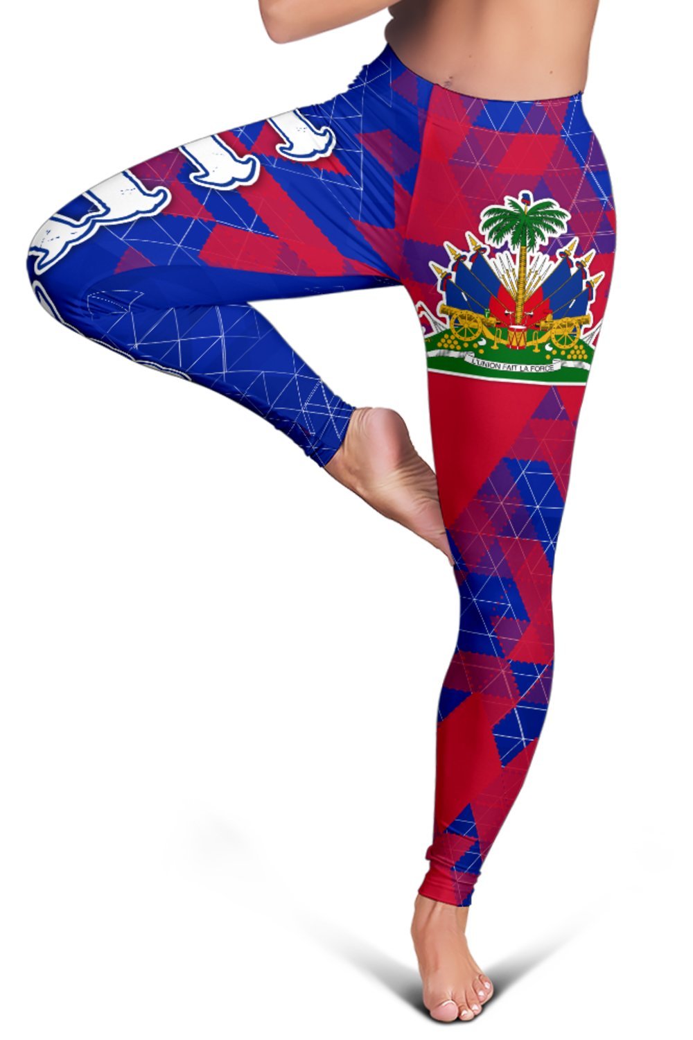 Haiti Leggings - National Flag Polygon Style