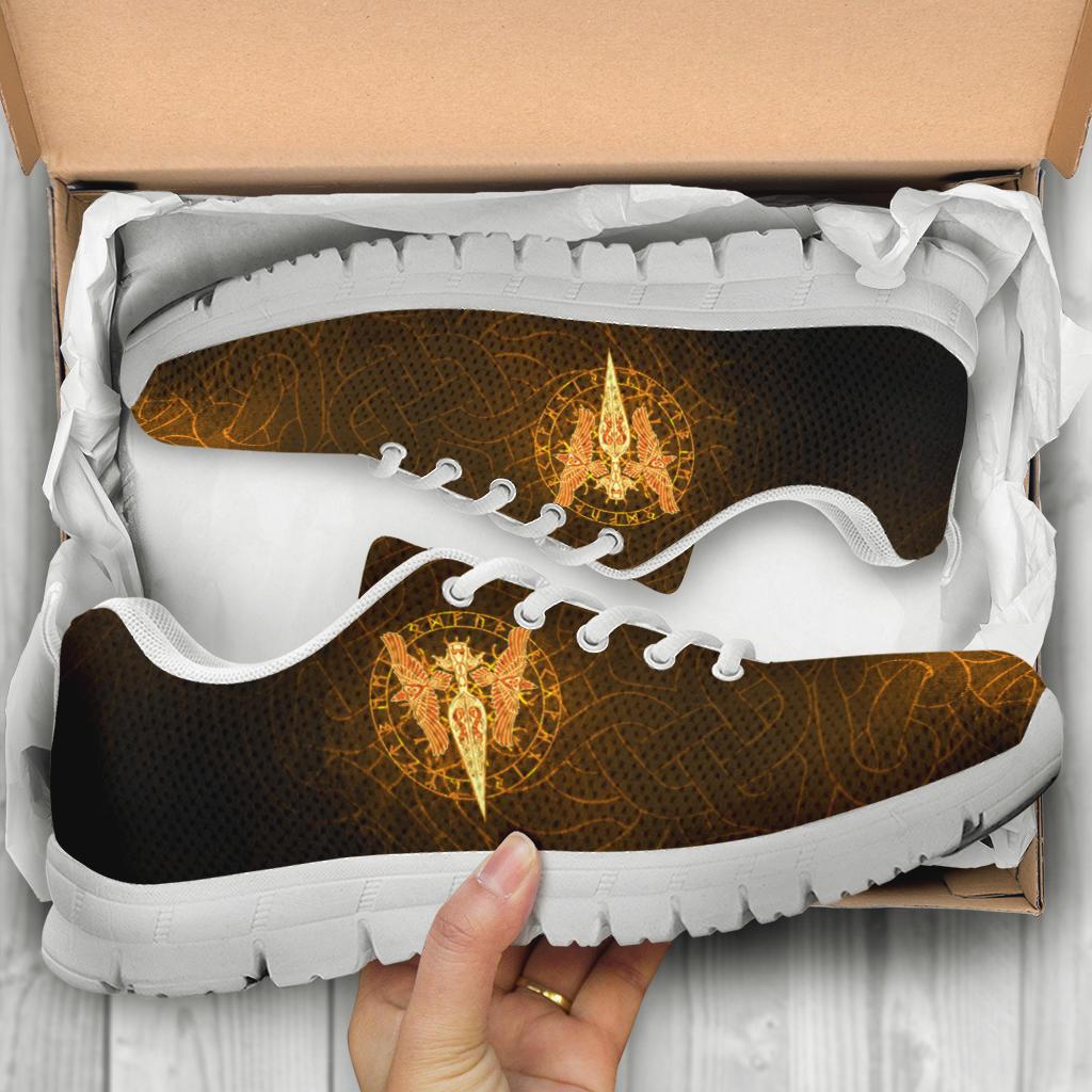 Viking Sneakers Gold Spear Of The God Odin - Gungnir and Two Gold Ravens RLT12