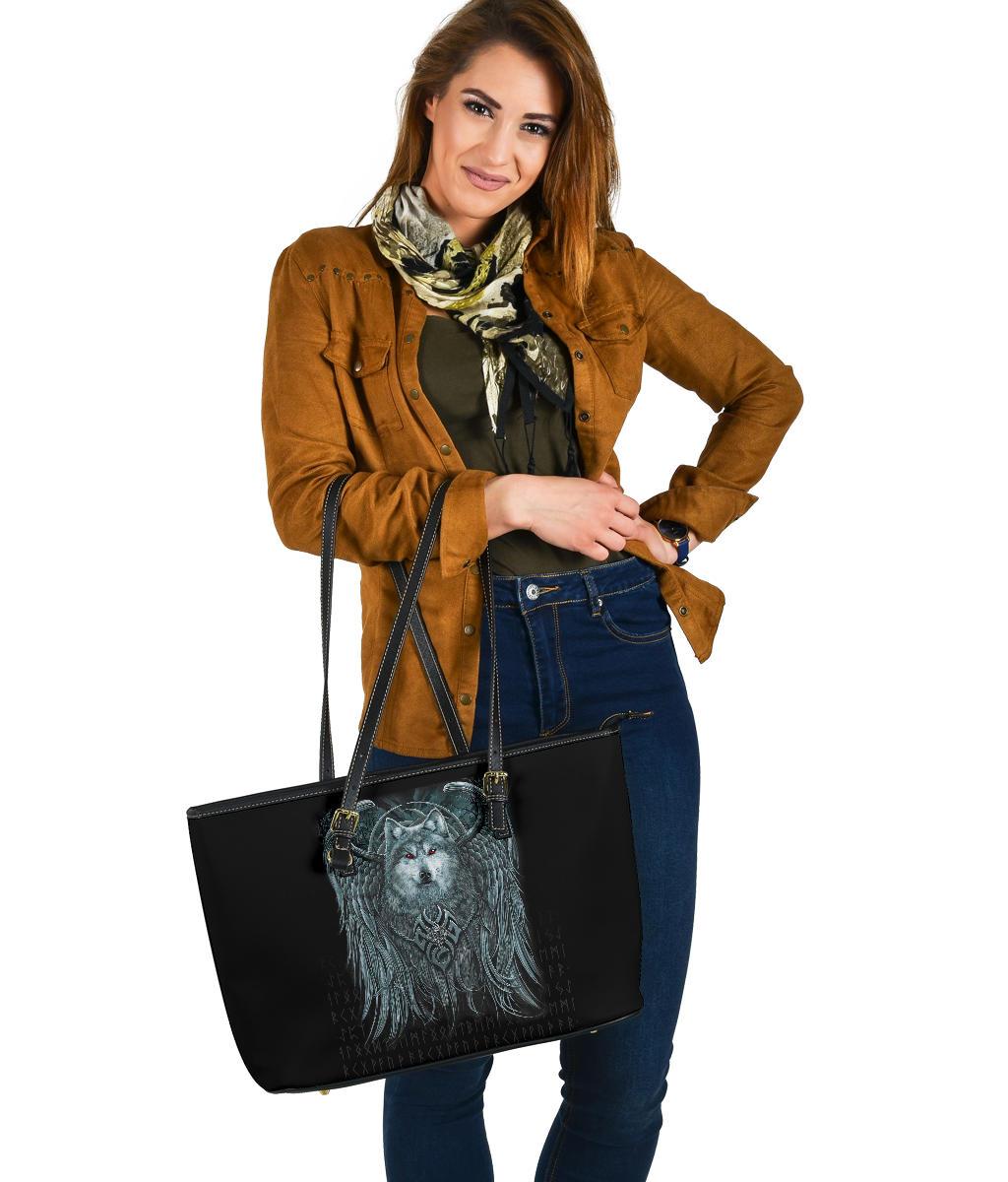 Viking Large Leather Tote, Spiral Wolf Spirit RLT12