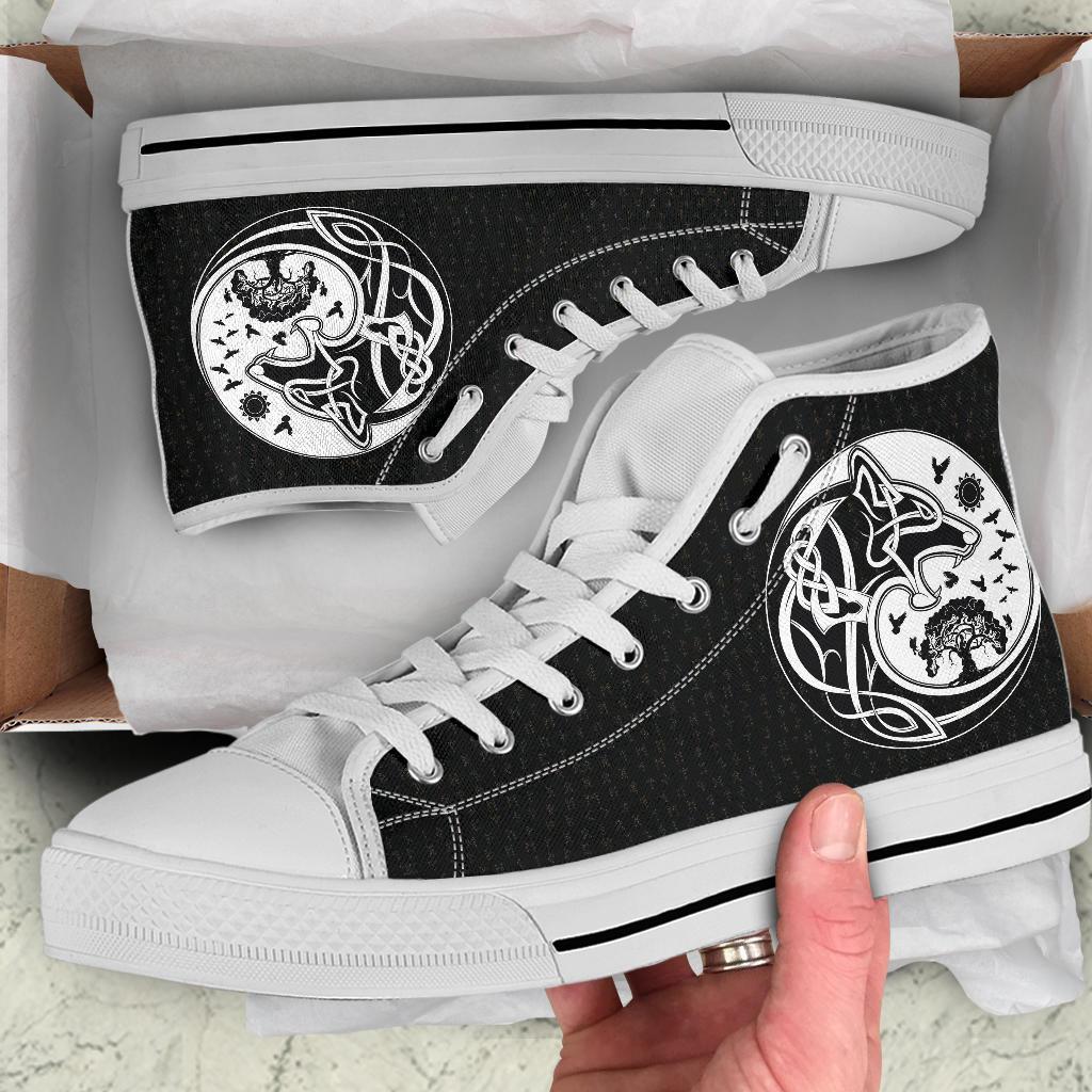 Viking High Top Shoes, Skoll and Hati Rune Tattoo RLT12