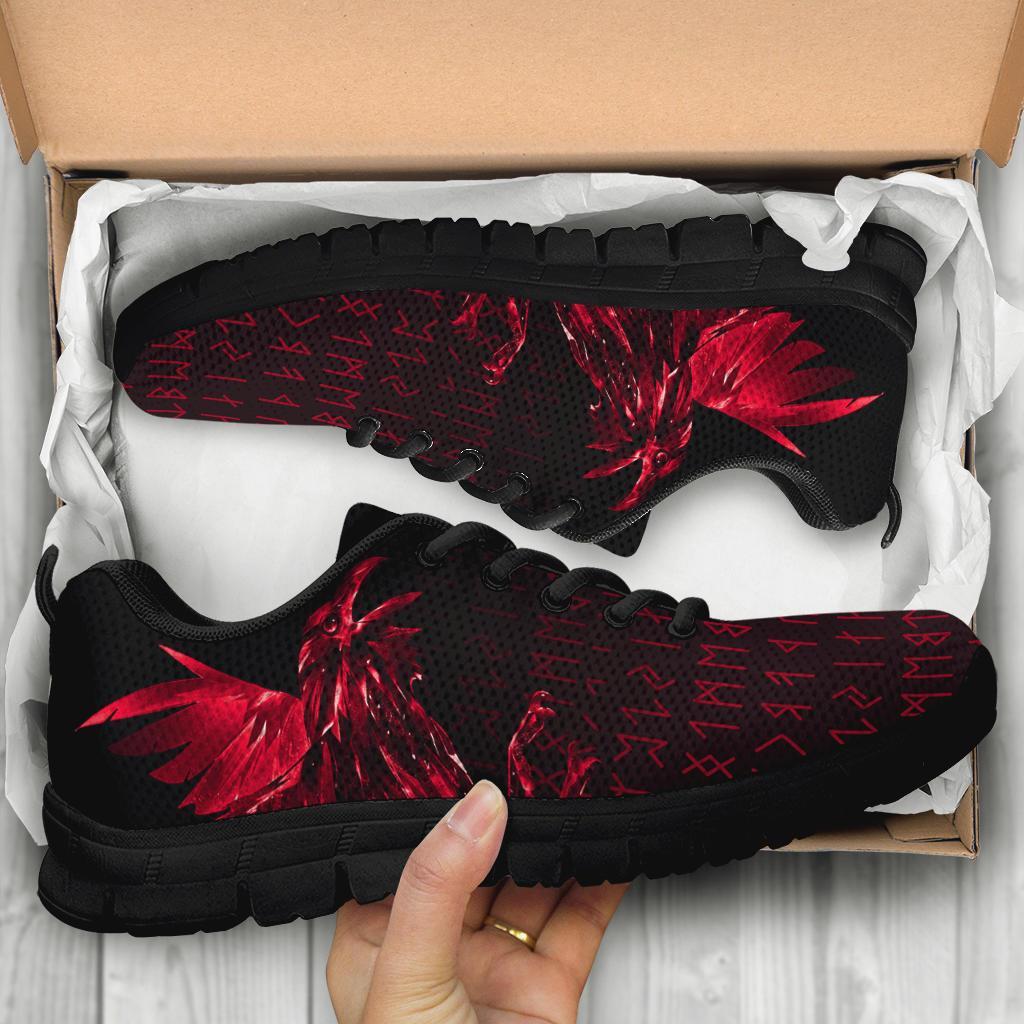 Viking Sneakers - The Raven Of Odin Rune, Red RLT12