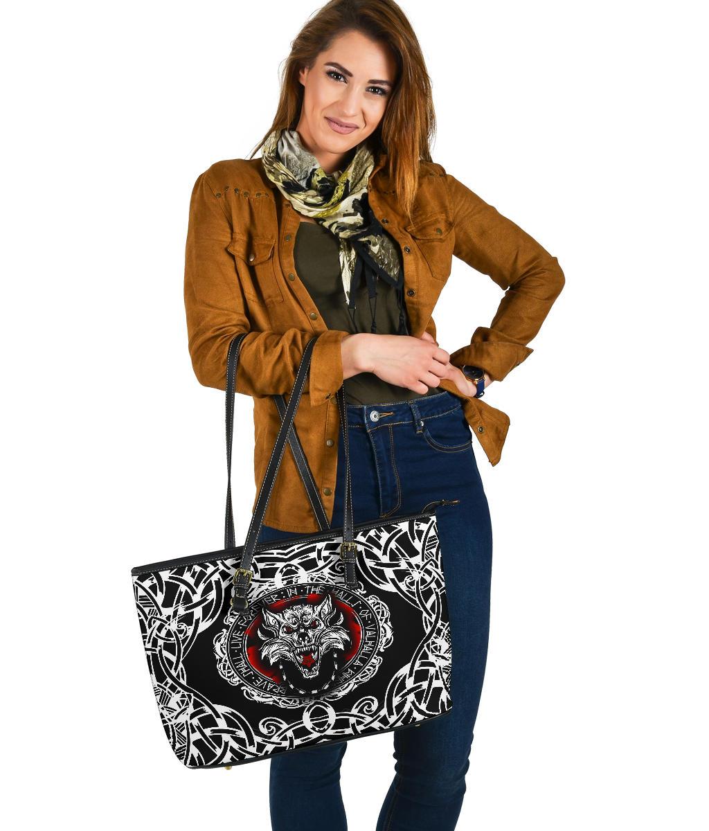 Viking Large Leather Tote, Fenrir Wolf RLT12