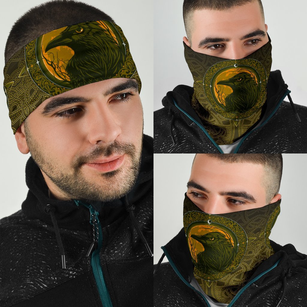 Viking Neck Gaiter 3 Pack, Ethnic Odin Raven Gold RLT12