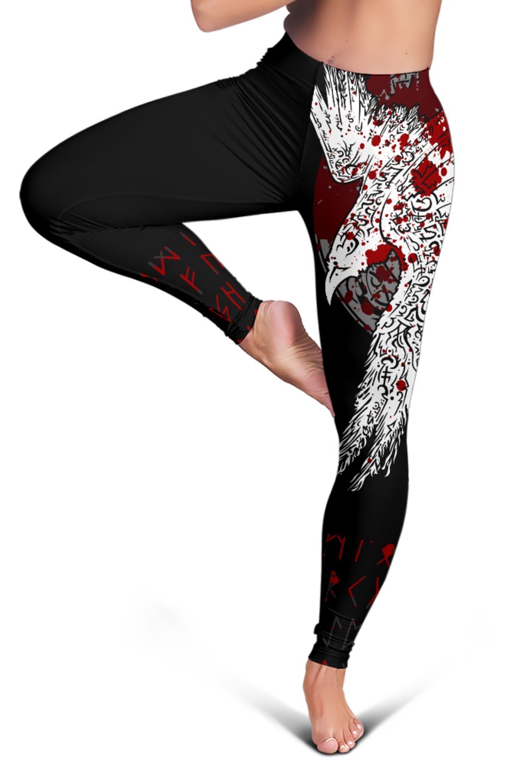 Custom Viking Leggings - Mystical Raven Tattoo Blood RLT12