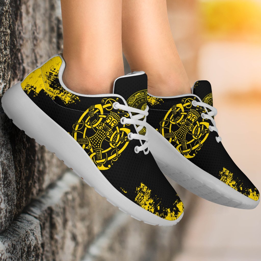 Viking Sporty Sneakers, Loki Bound Triskele Rune Gold RLT12
