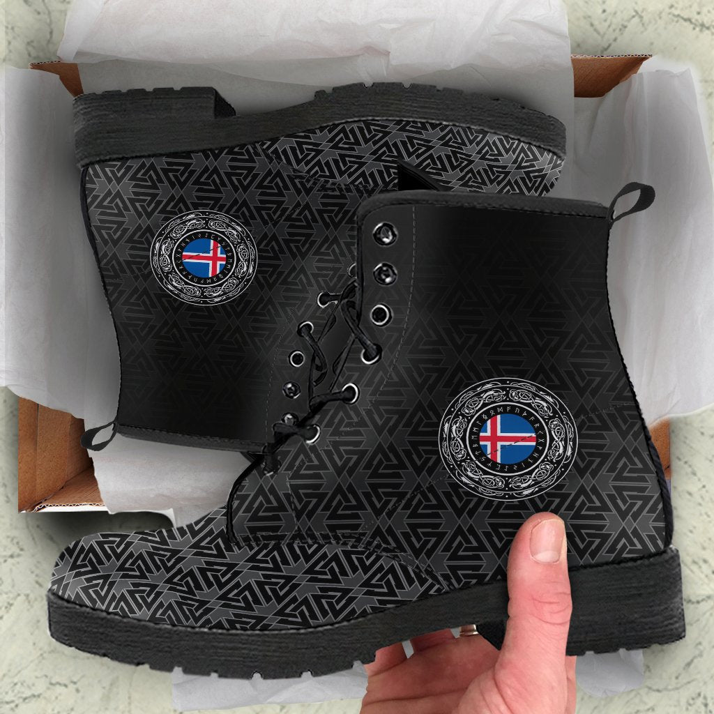 Viking Leather Boots Iceland Coat Of Arms RLT12