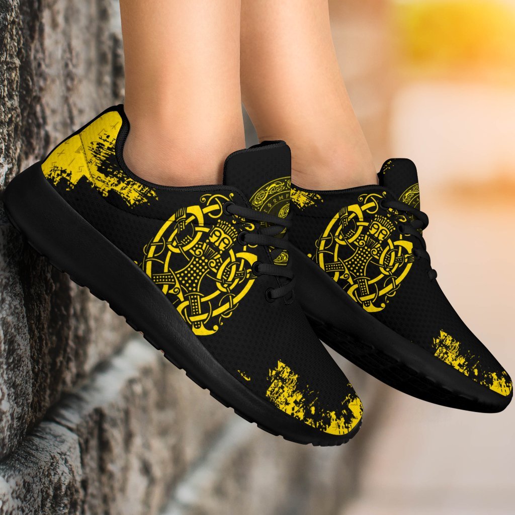 Viking Sporty Sneakers, Loki Bound Triskele Rune Gold RLT12