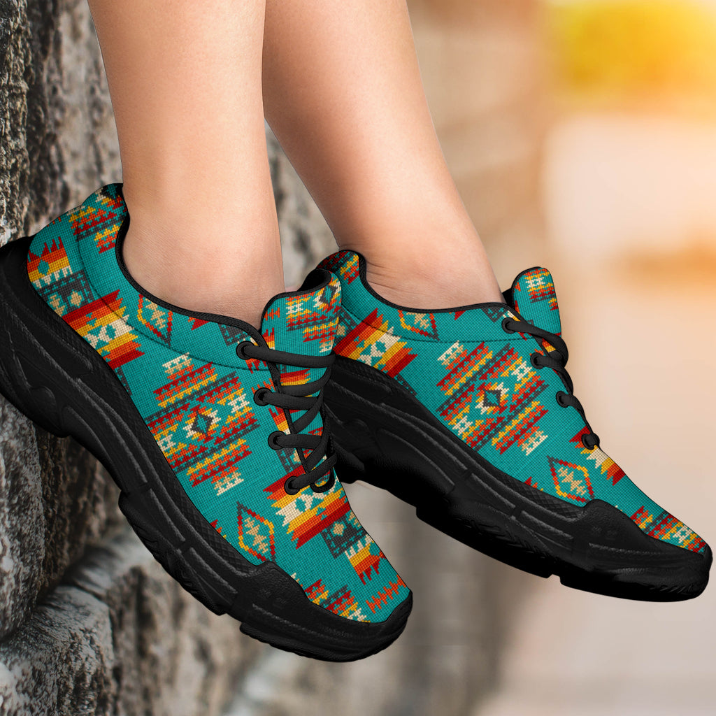 Blue Pattern Native American Chunky Sneakers LT10