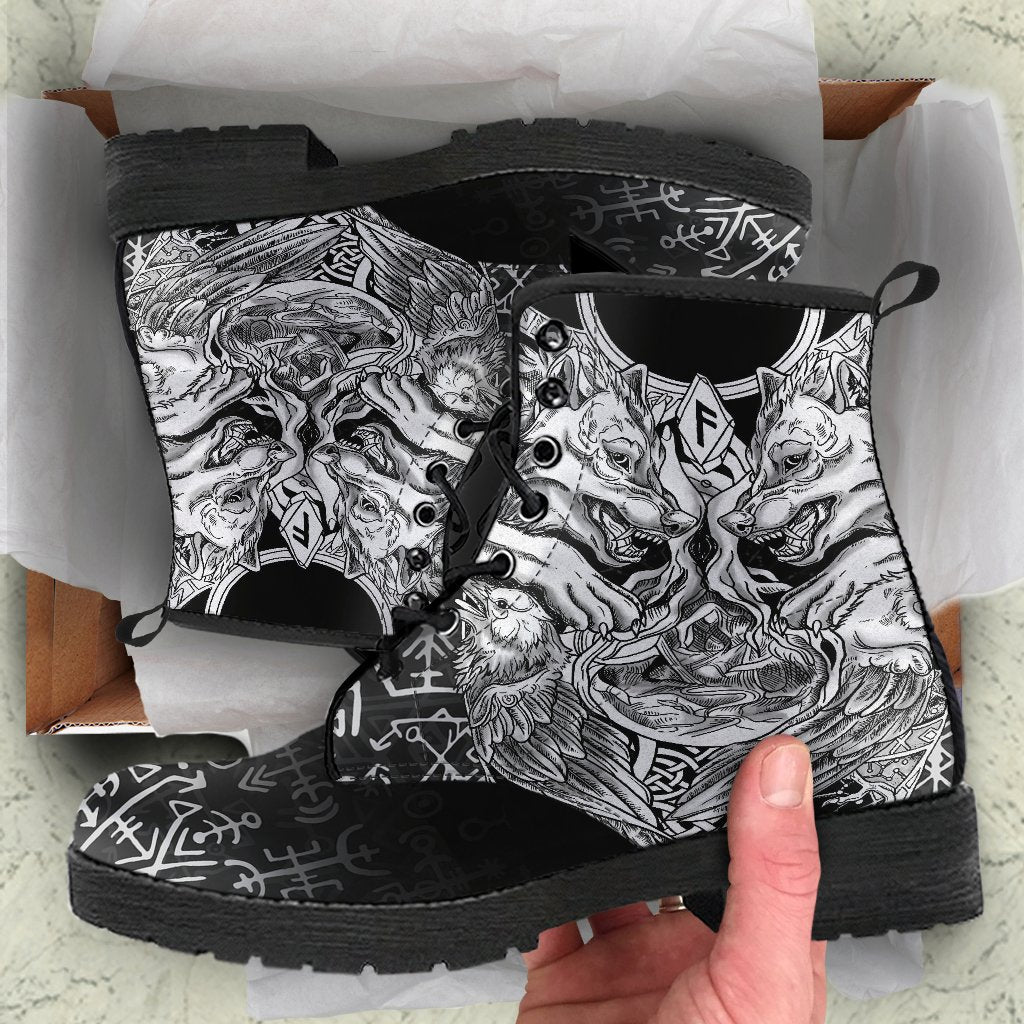 Viking Leather Boots Wolf and Raven Special RLT12