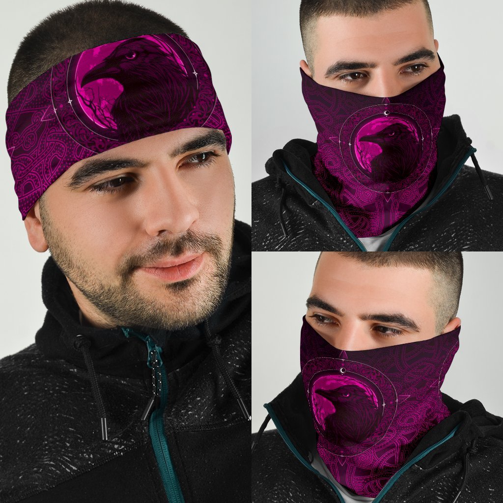 Viking Neck Gaiter 3 Pack, Ethnic Odin Raven Pink RLT12