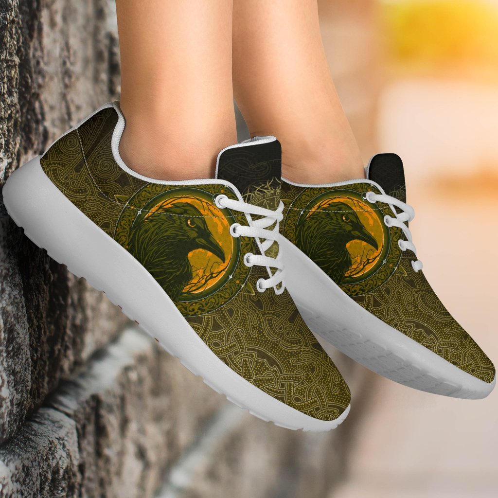 Viking Sporty Sneakers, Ethnic Odin Raven Gold RLT12