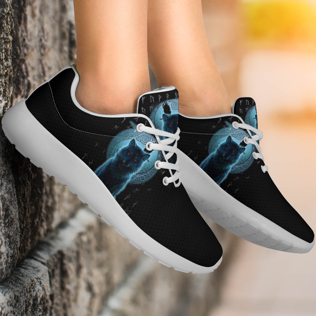 Viking Sporty Sneakers, Fenrir Viking Wolf and Moon RLT12