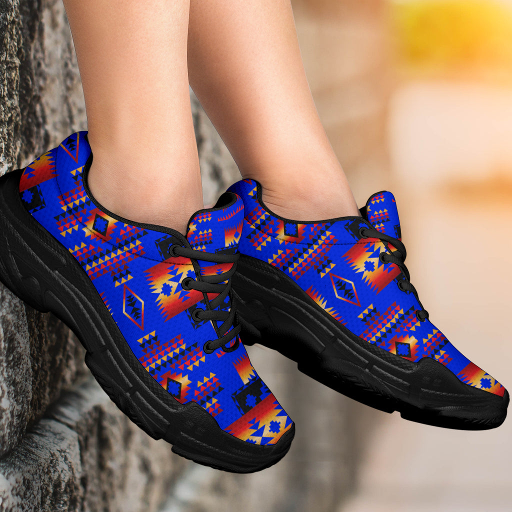 Dark Blue Native American Tribes Pattern Chunky Sneakers LT10