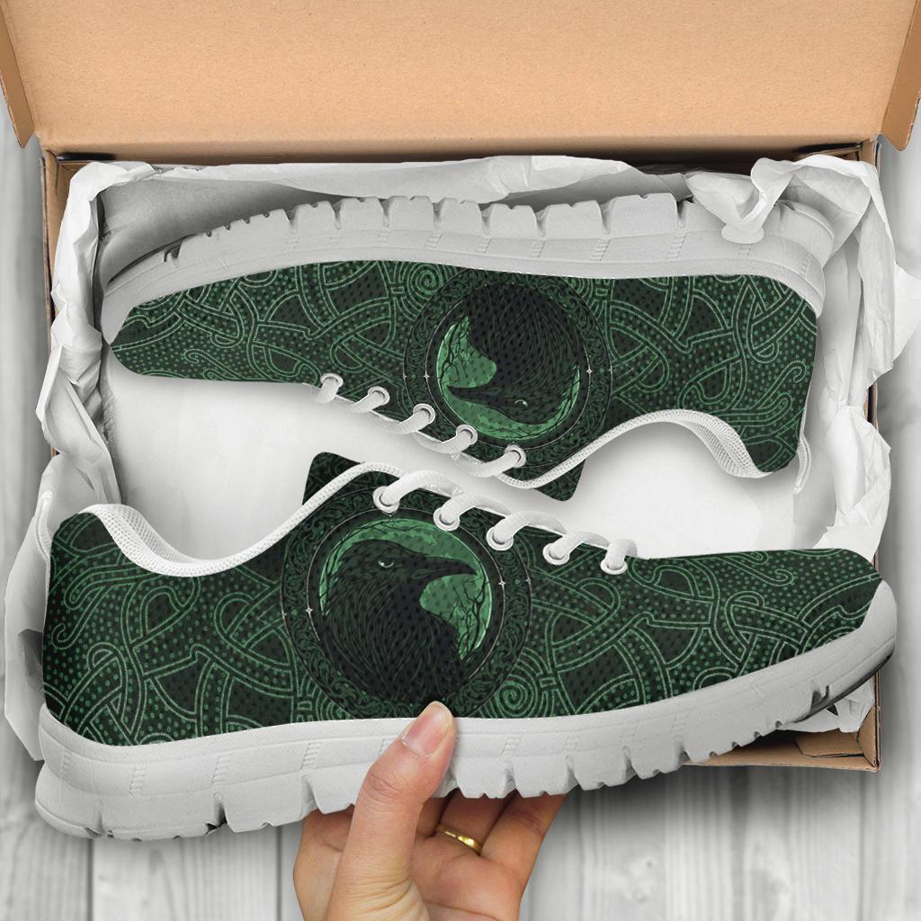 Viking Sneakers, Ethnic Odin Raven Green RLT12
