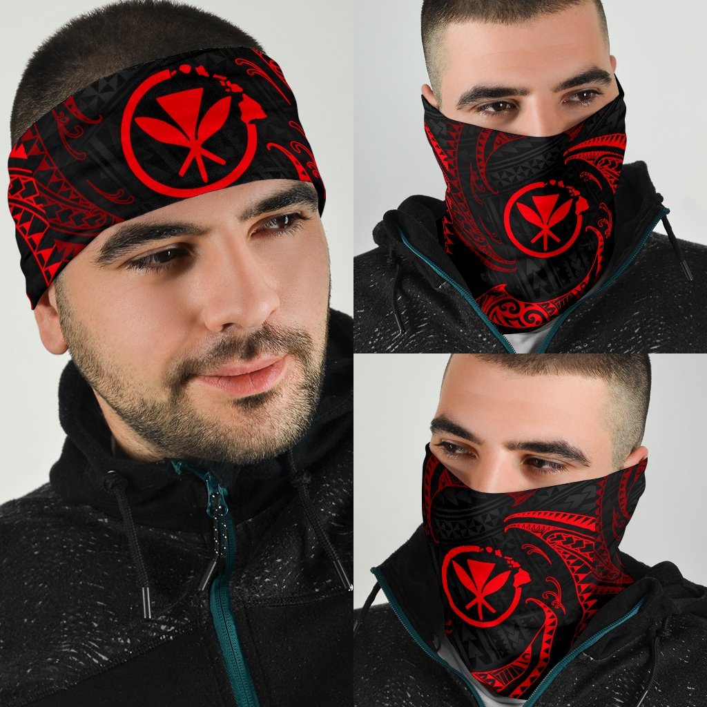 Polynesian Hawaii Bandana 3 - Pack - Red Tribal Wave