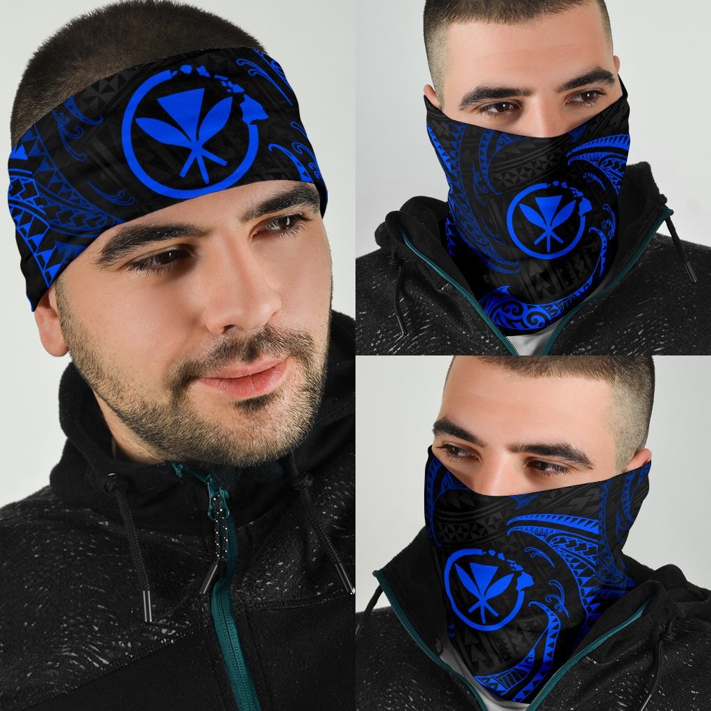 Polynesian Hawaii Bandana 3 - Pack - Blue Tribal Wave