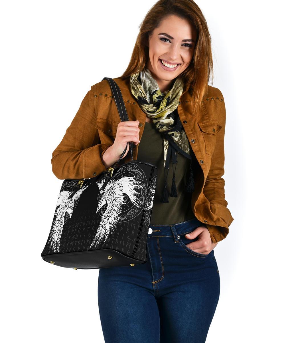 Viking Small Leather Tote Mystical Raven Tattoo Special RLT12