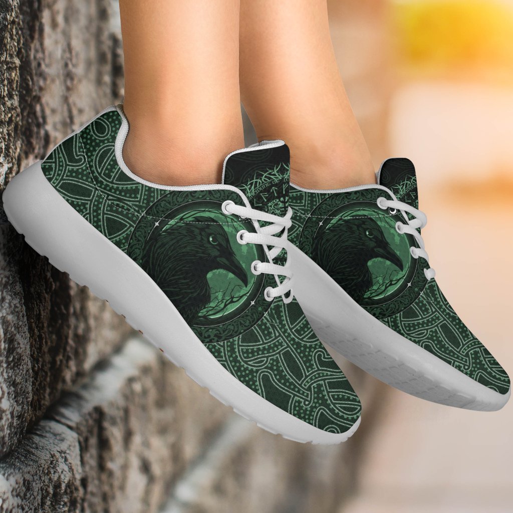 Viking Sporty Sneakers, Ethnic Odin Raven Green RLT12