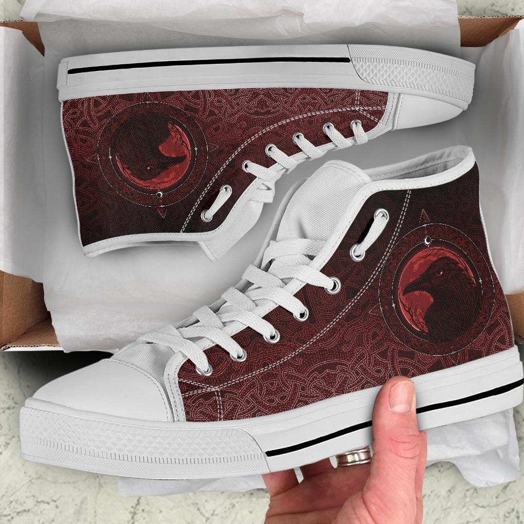 Viking High Top Shoes, Ethnic Odin Raven Red RLT12