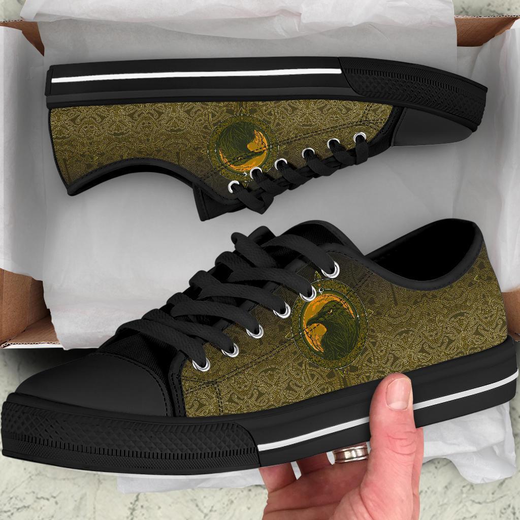 Viking Low Top Shoes, Ethnic Odin Raven Gold RLT12