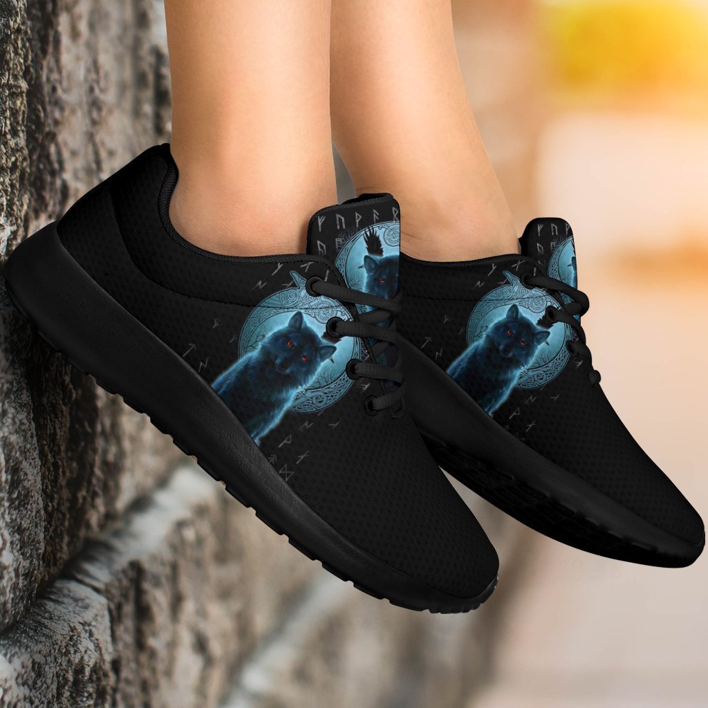 Viking Sporty Sneakers, Fenrir Viking Wolf and Moon RLT12