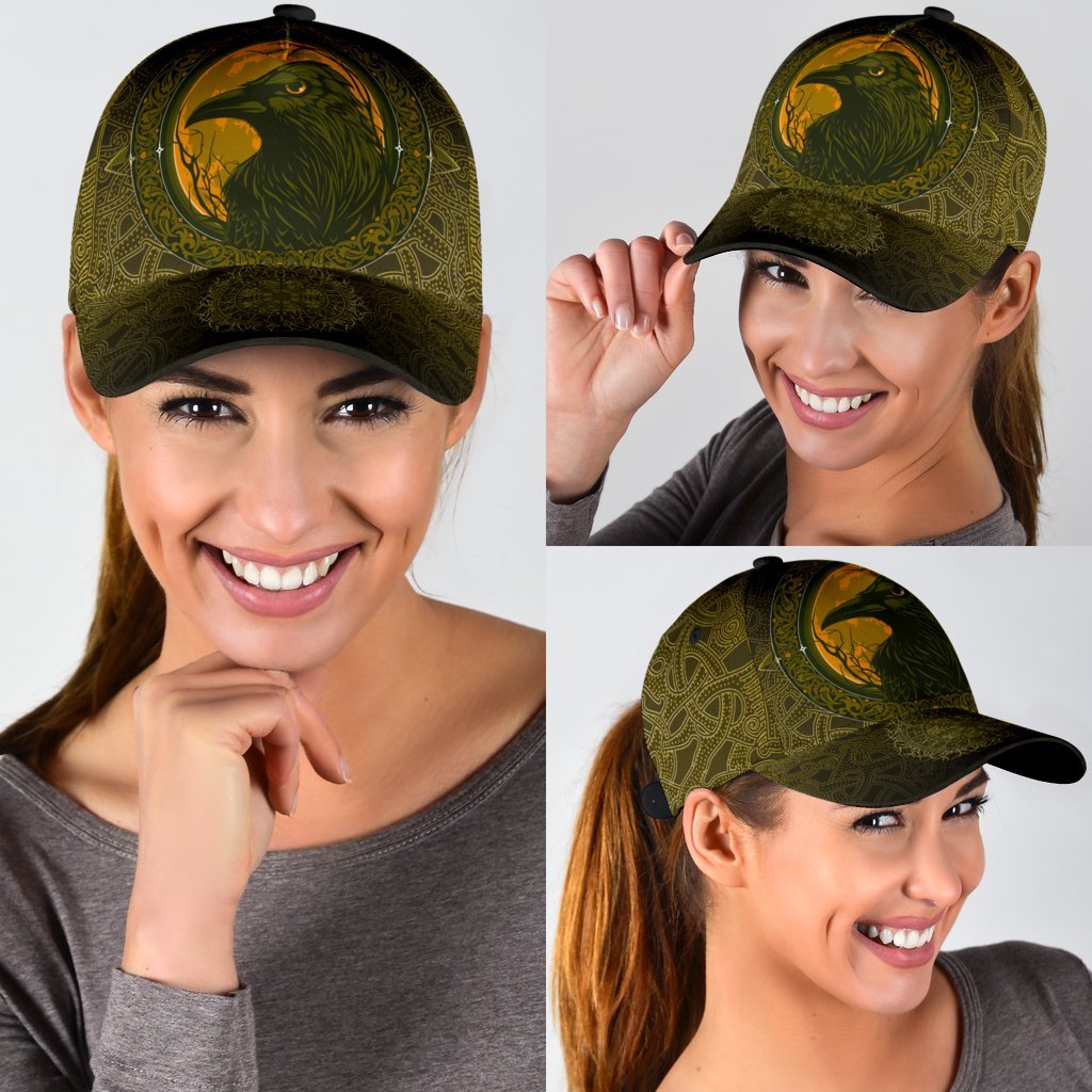 Viking Classic Cap, Ethnic Odin Raven Gold RLT12