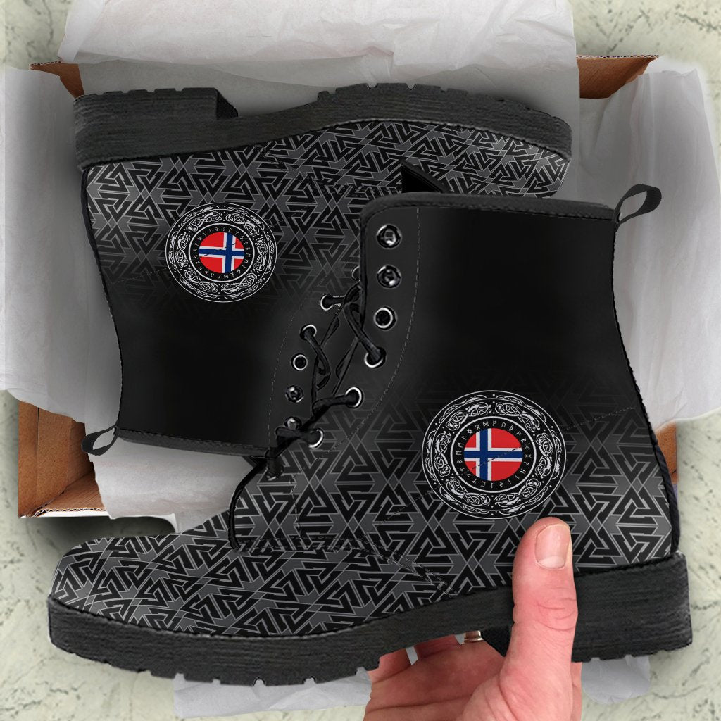 Viking Leather Boots Norway Coat Of Arms RLT12