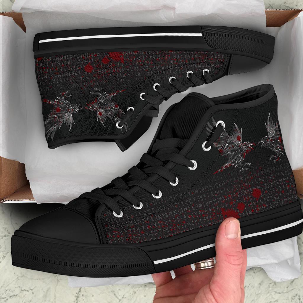 Viking High Top Shoes Odin Huginn and Muninn Rune Blood RLT12