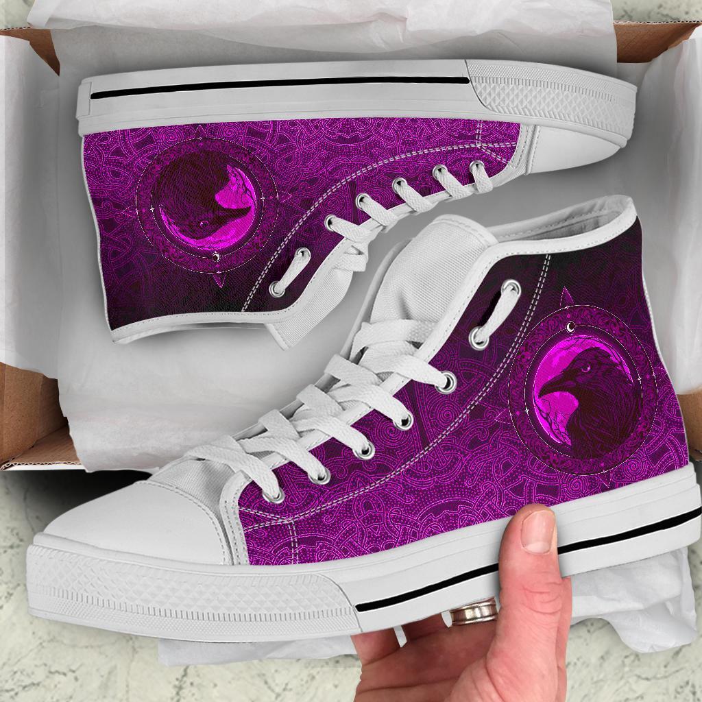 Viking High Top Shoes, Ethnic Odin Raven Pink RLT12