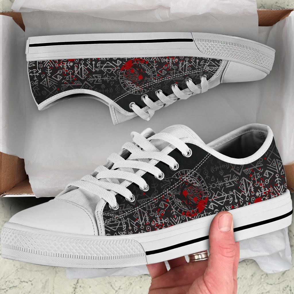 Viking Low Top Shoes Odin Raven Rune Futhark Blood RLT12