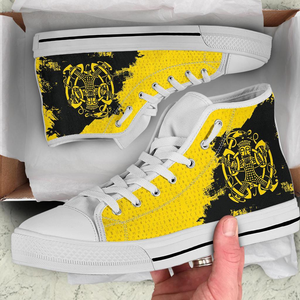 Viking High Top Shoes, Loki Bound Triskele Rune Gold RLT12