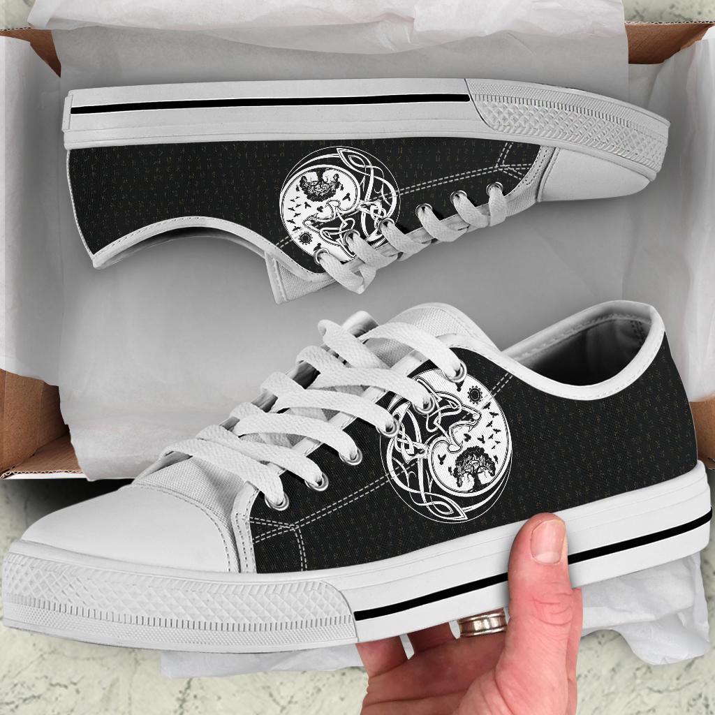 Viking Low Top Shoes, Skoll and Hati Rune Tattoo RLT12