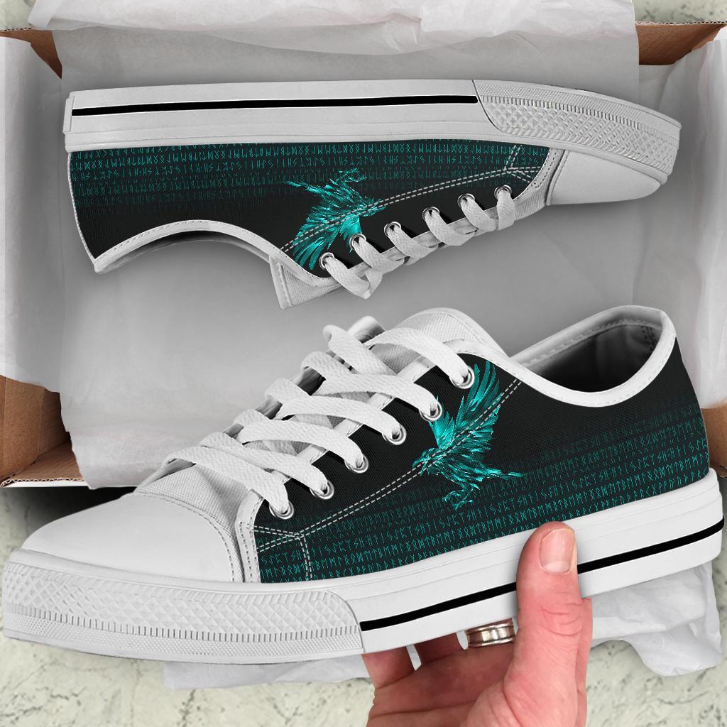 Viking Low Top Shoes The Raven Of Odin Rune Cyan RLT12
