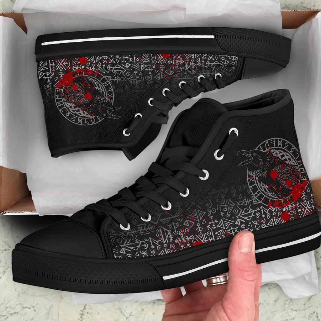 Viking High Top Shoes Odin Raven Rune Futhark Blood RLT12