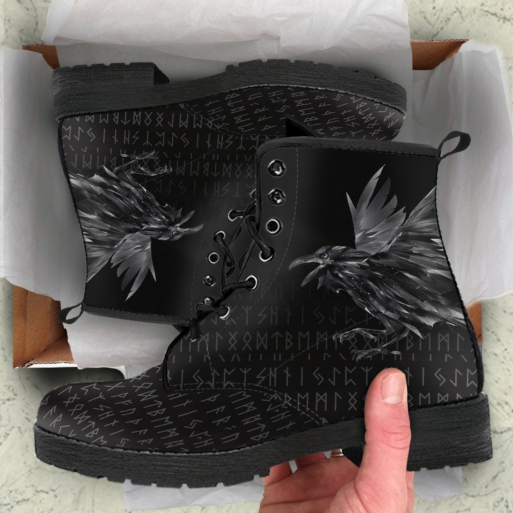 Viking Leather Boots The Raven Of Odin Rune RLT12