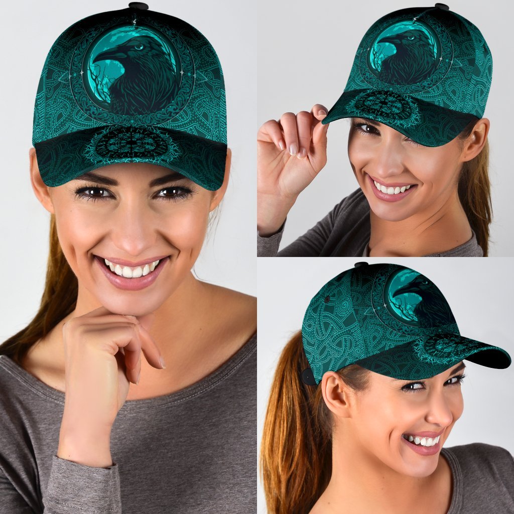 Viking Classic Cap, Ethnic Odin Raven Cyan RLT12