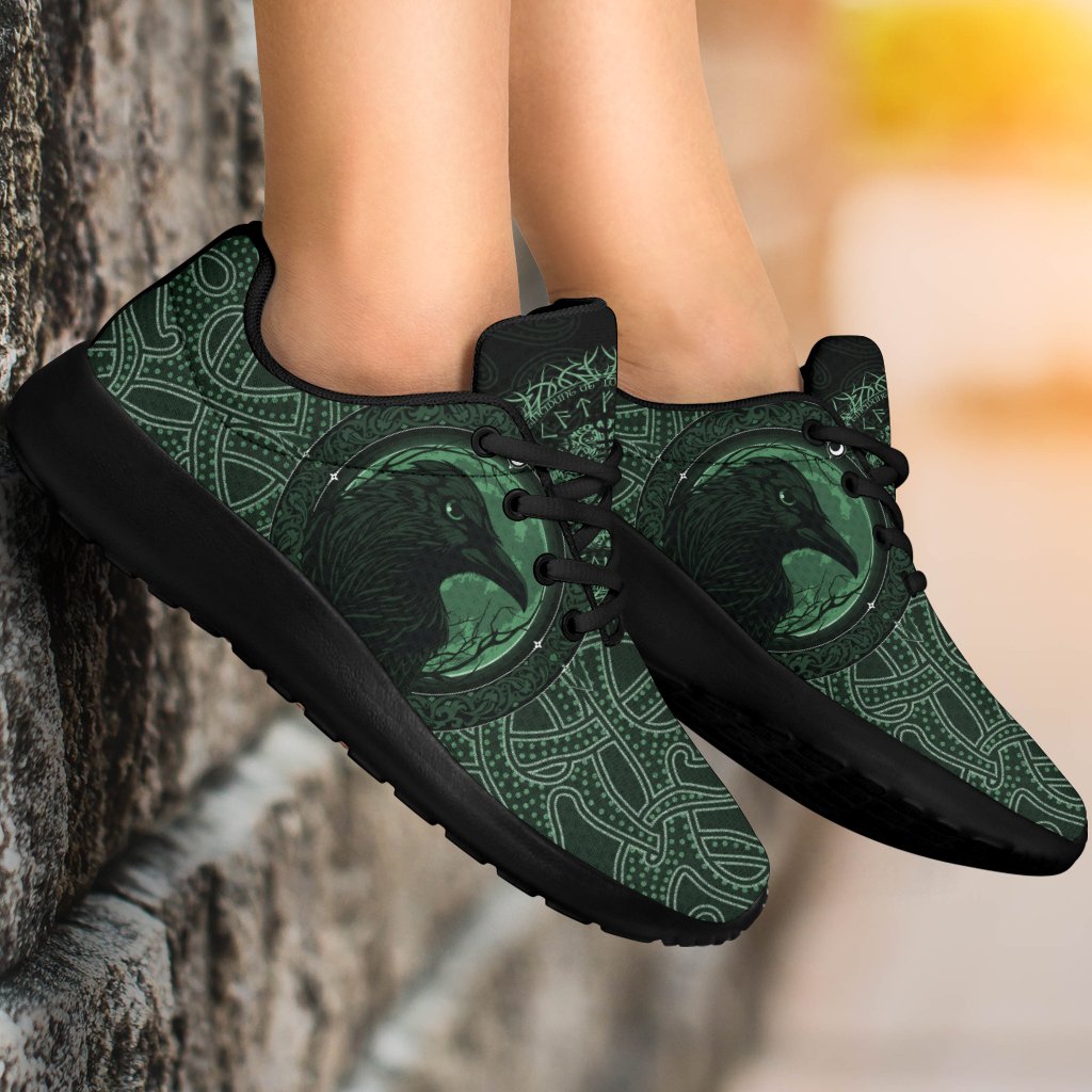 Viking Sporty Sneakers, Ethnic Odin Raven Green RLT12