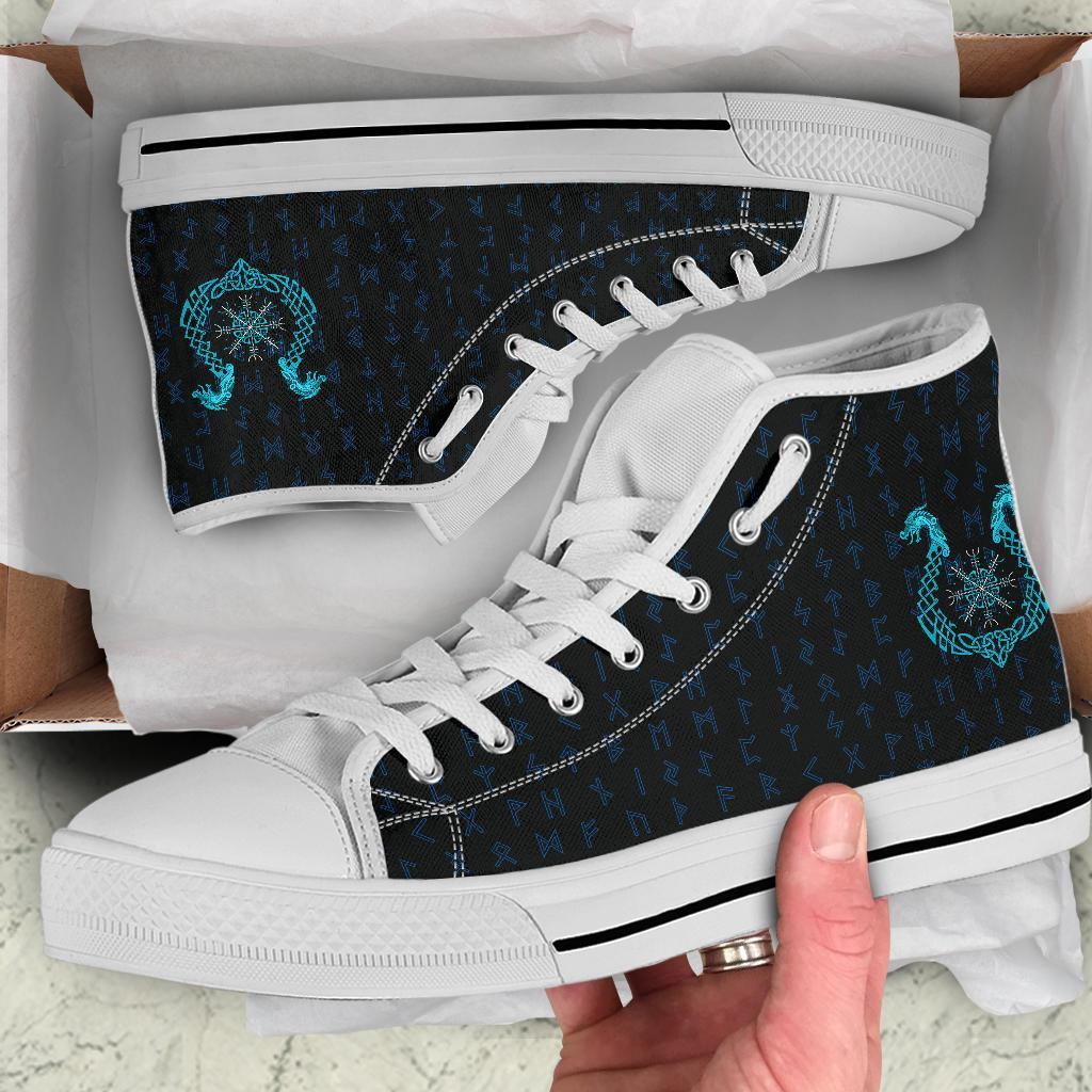 Viking High Top Shoes, Aegishjalmur Helm Of Awe Blue Edition Collection RLT12