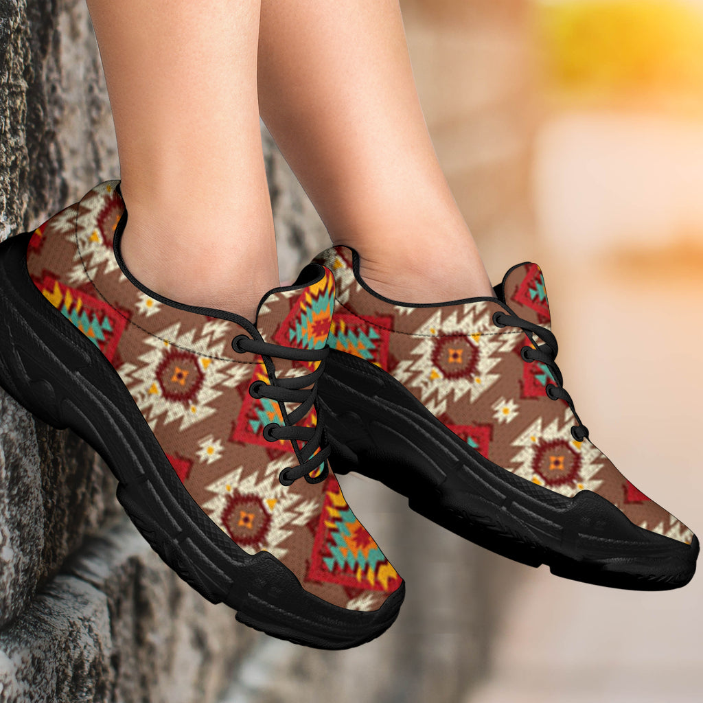 Native American Red Pattern Chunky Sneakers LT10