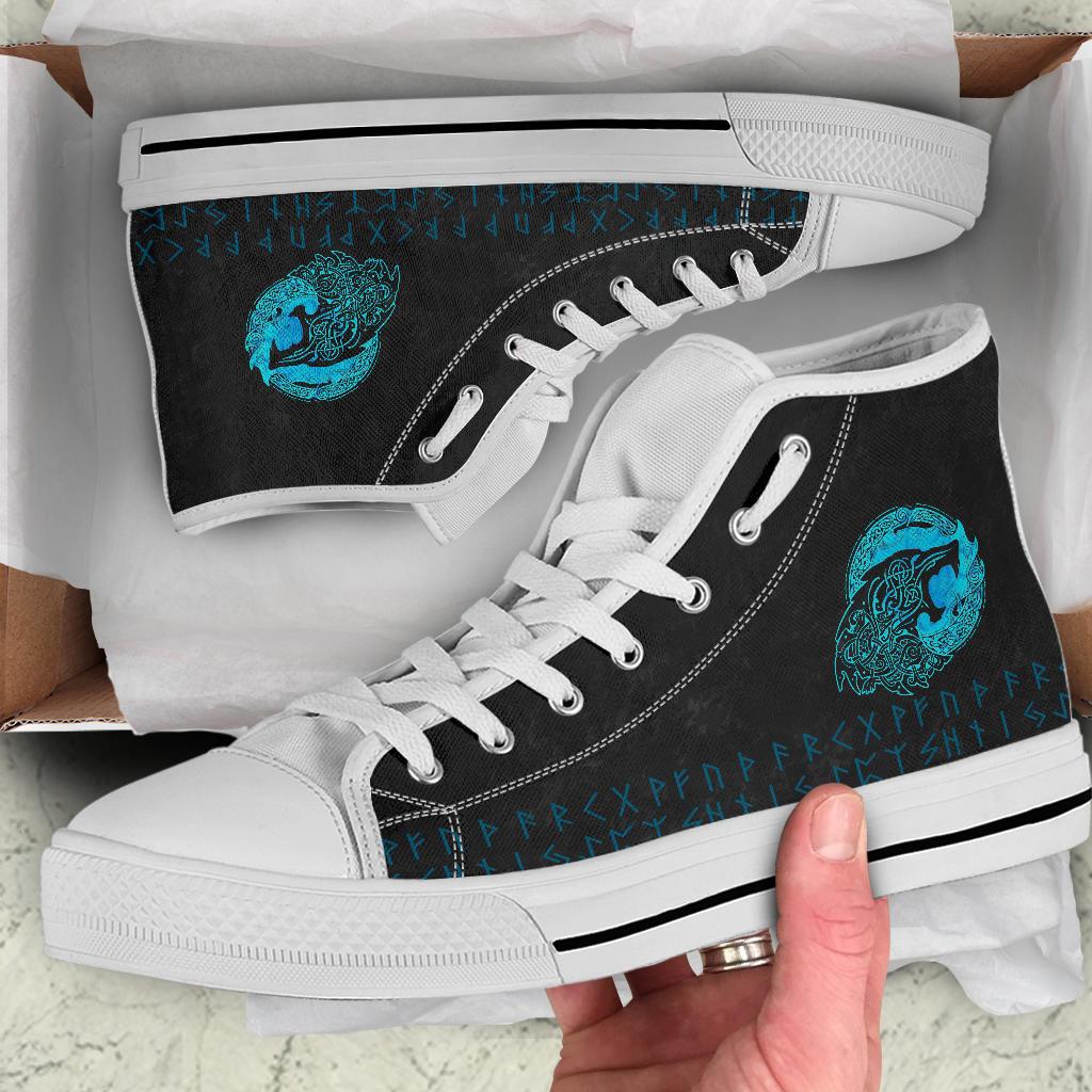 Viking High Top Shoes Fenrir Wolf Cyan RLT12