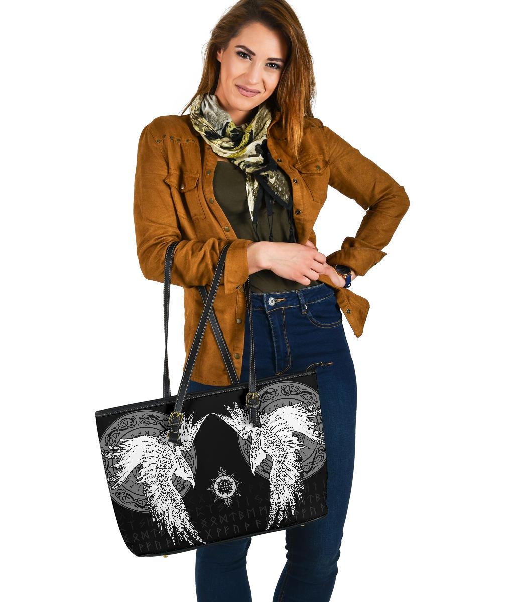 Viking Large Leather Tote Mystical Raven Tattoo Special RLT12