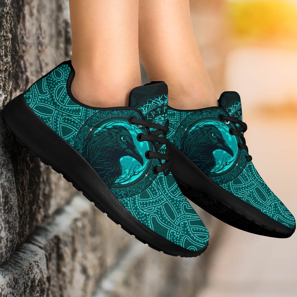 Viking Sporty Sneakers, Ethnic Odin Raven Cyan RLT12