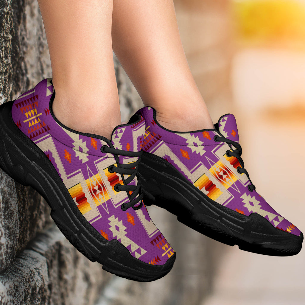 Native American Light Purple Tribe Design Chunky Sneakers LT10