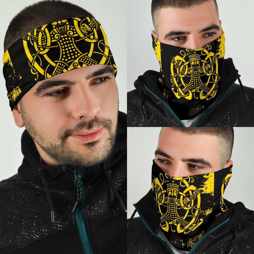 Viking Neck Gaiter 3 Pack, Loki Bound Triskele Rune Gold RLT12