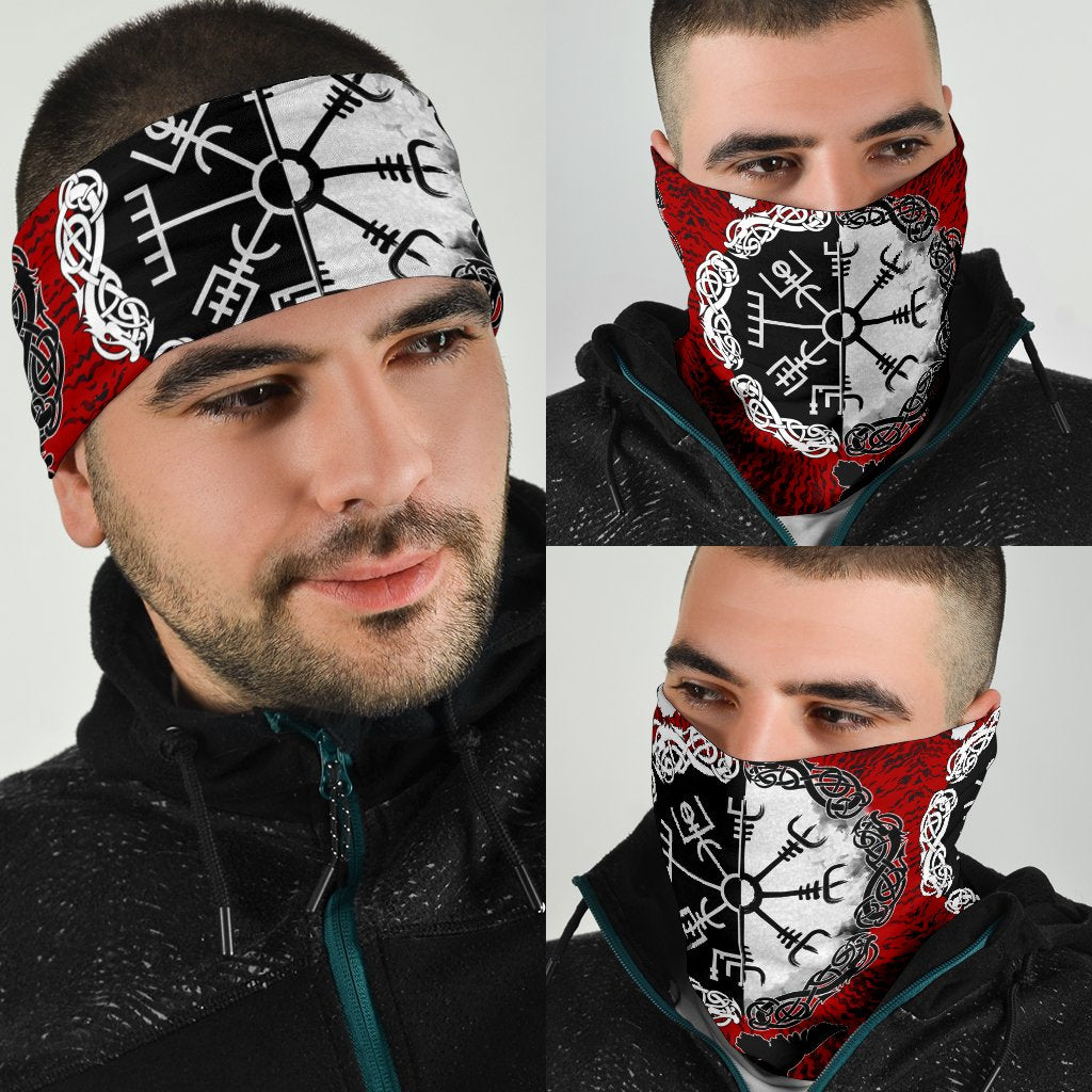 Viking Bandana 3 Pack Raven Of Odin and Symbol Viking On Blood Background RLT12
