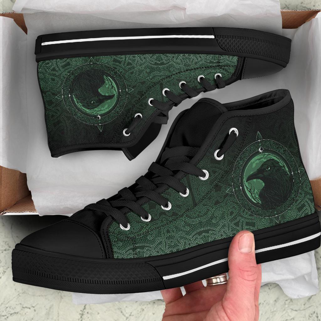Viking High Top Shoes, Ethnic Odin Raven Green RLT12