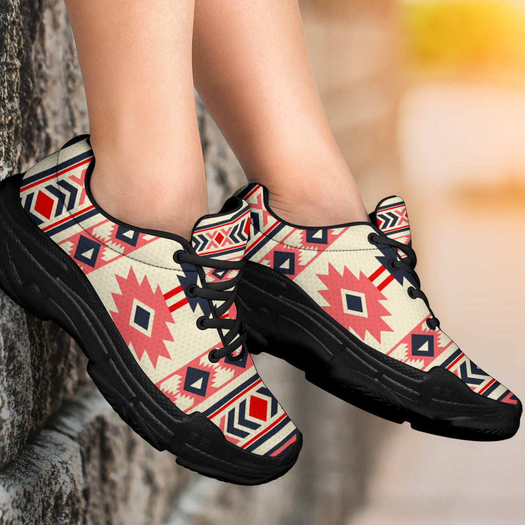 Native American Pink and Navy Pattern Chunky Sneakers LT10